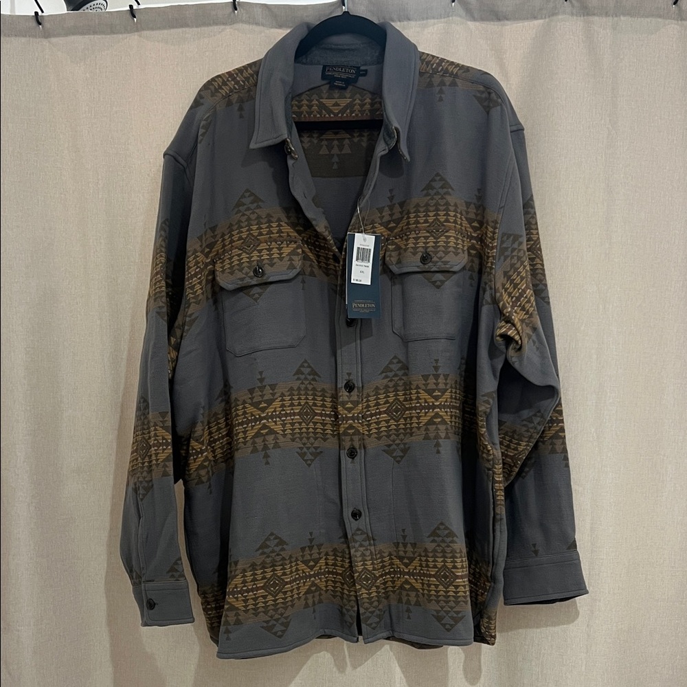 Pendleton Men's Shirt Jacket in Gray and Tan